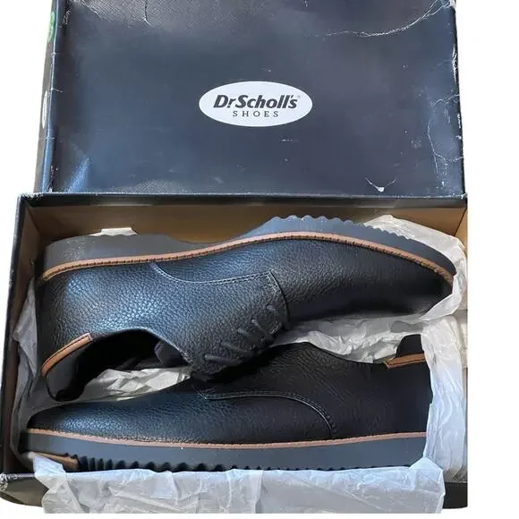 Dr. Scholl's Men's Black Faux Leather Lace Up Sync Oxford Comfort Shoe 10 NEW - Picture 2 of 8